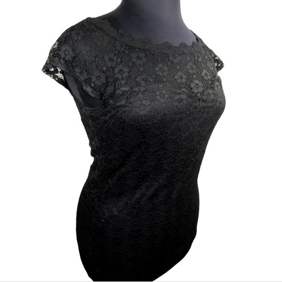 FTF Plus Size 2X Sexy Black Lace Cap Sleeve Top - Picture 9 of 10